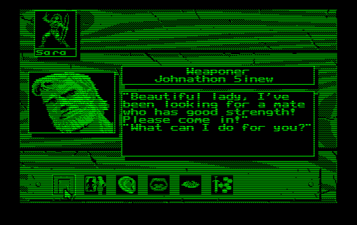 Knights of Legend IBM PC/Compatibles Screenshot: Buying weapons.