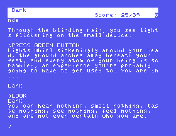 Hitchhiker's Guide to the Galaxy, The Tatung Einstein Screenshot: What happened? It's once again dark...