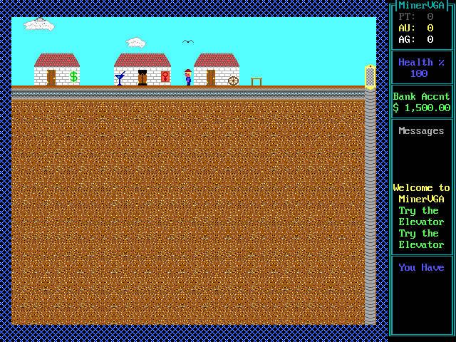 MinerVGA IBM PC/Compatibles Screenshot: Starting a game.