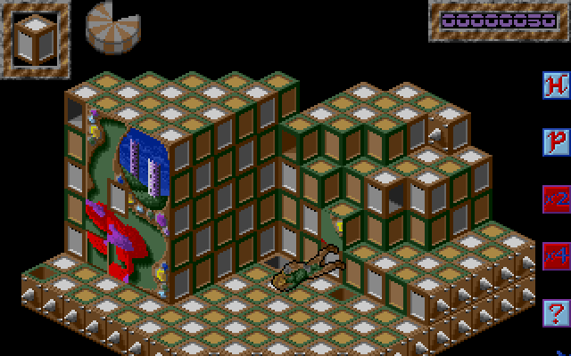 Never Mind Amiga Screenshot: Enter the right transporter and you can even walk on the sides of walls!