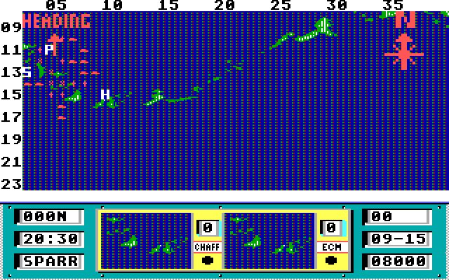 Ocean Ranger IBM PC/Compatibles Screenshot: This is the Coordinate Map and helps with navigation to the primary and secondary targets