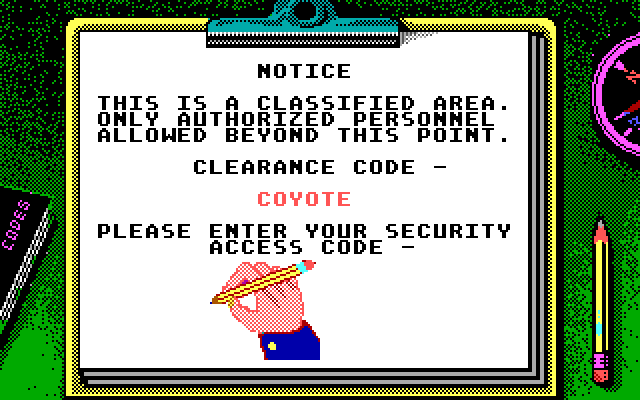Ocean Ranger IBM PC/Compatibles Screenshot: Enter the passcode to start the game