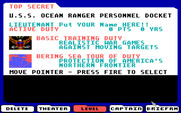 Ocean Ranger for IBM PC/Compatibles - This is the Admin screen where you enter your name and choose the level and theater