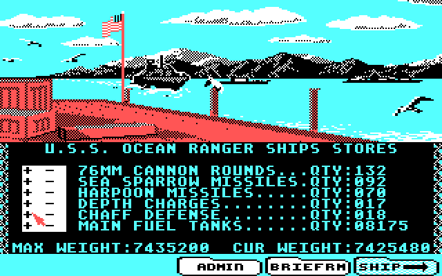 Ocean Ranger IBM PC/Compatibles Screenshot: A good Captain keeps his ship well-provisioned