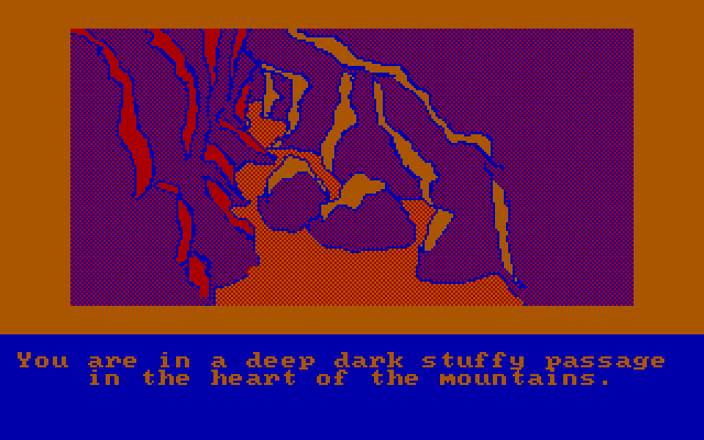 Hobbit, The IBM PC/Compatibles Screenshot: A deep dark stuffy passage...