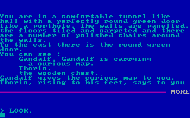 Hobbit, The IBM PC/Compatibles Screenshot: You begin in a comfortable tunnel...