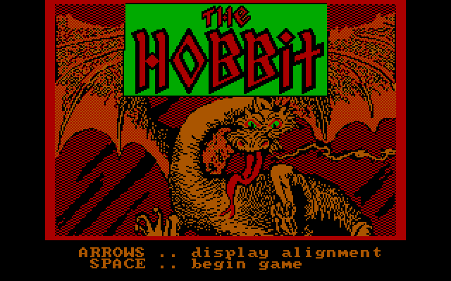 Hobbit, The IBM PC/Compatibles Screenshot: You can adjust the display, or press space to begin...