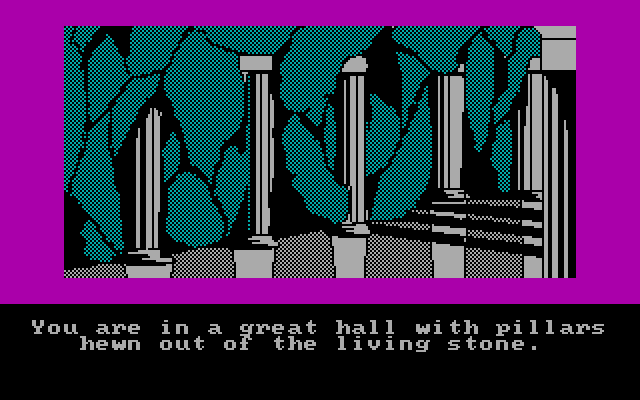 Hobbit, The IBM PC/Compatibles Screenshot: Exploring a great hall...