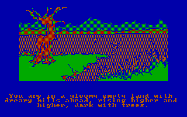 Hobbit, The IBM PC/Compatibles Screenshot: A gloomy, empty land...