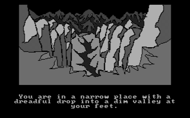 Hobbit, The IBM PC/Compatibles Screenshot: There is a dreadful drop ahead...be careful!
