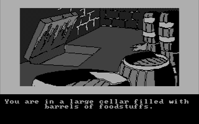 Hobbit, The IBM PC/Compatibles Screenshot: I'm in a large cellar now...