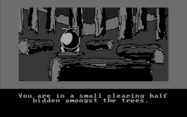 Hobbit, The IBM PC/Compatibles Screenshot: In a small clearing half hidden amongst the trees...