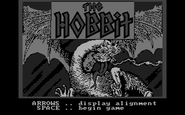 Hobbit, The IBM PC/Compatibles Screenshot: You can adjust the screen, or press space to begin.