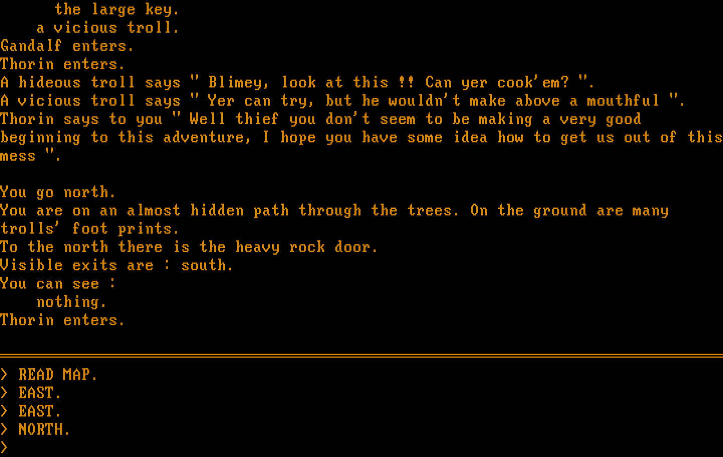 Hobbit, The IBM PC/Compatibles Screenshot: Reading an interesting map...and then onward!