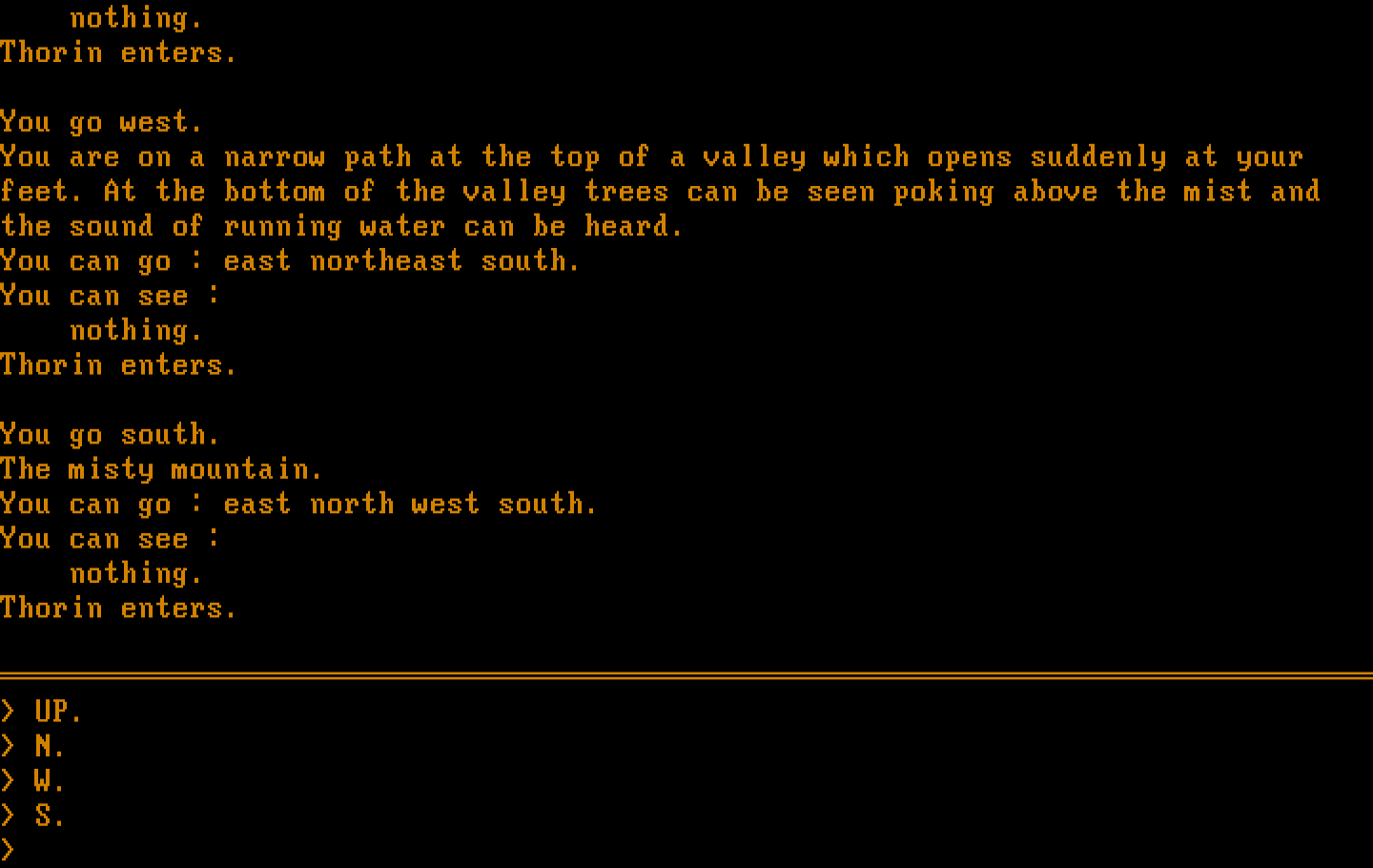 Hobbit, The IBM PC/Compatibles Screenshot: Entering the misty mountains...