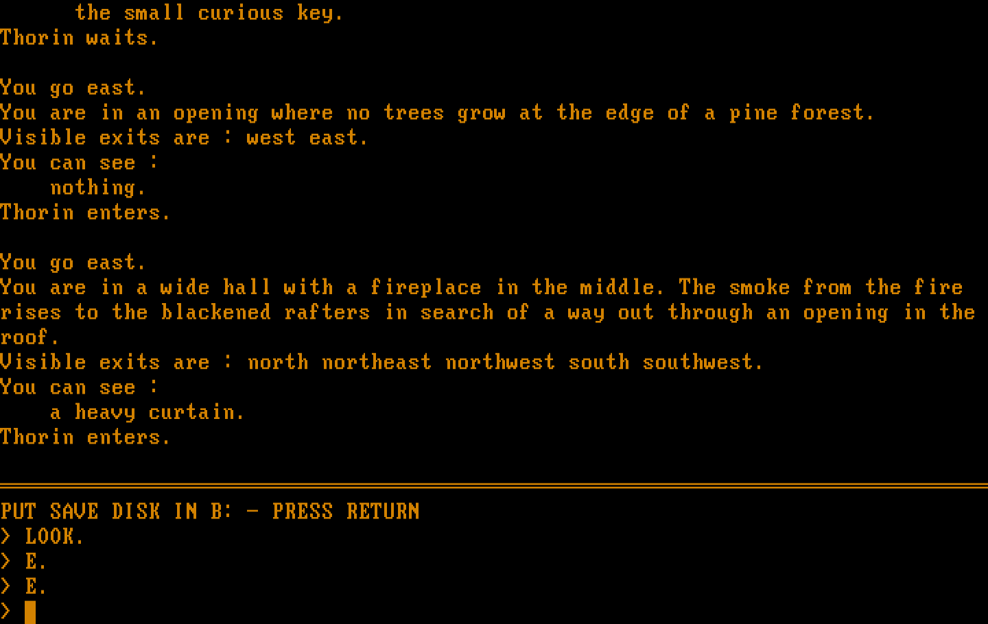 Hobbit, The IBM PC/Compatibles Screenshot: Remember, save early save often!
