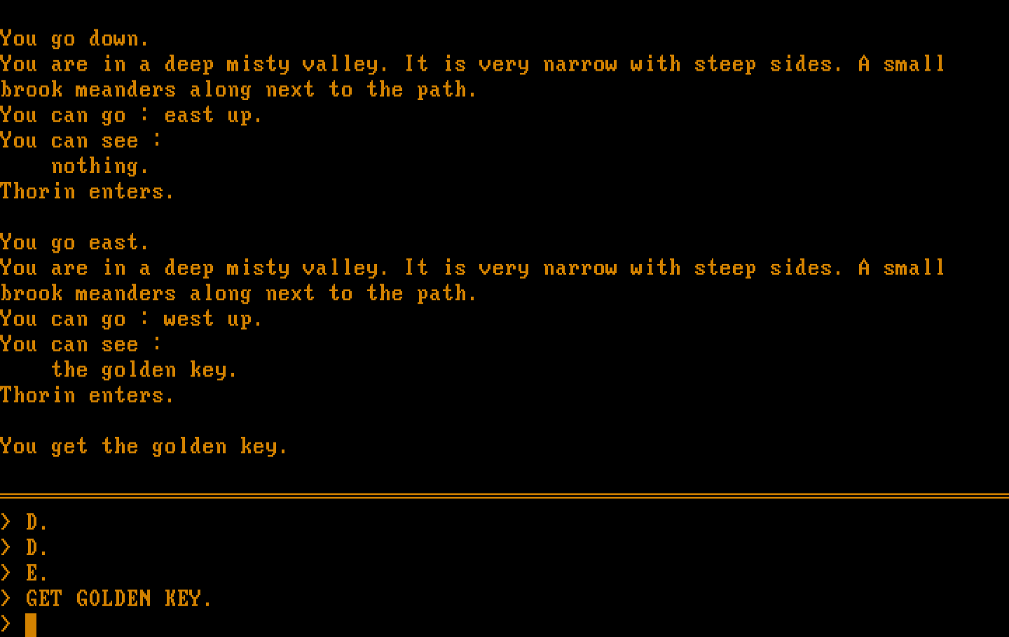 Hobbit, The IBM PC/Compatibles Screenshot: I have a golden key now!