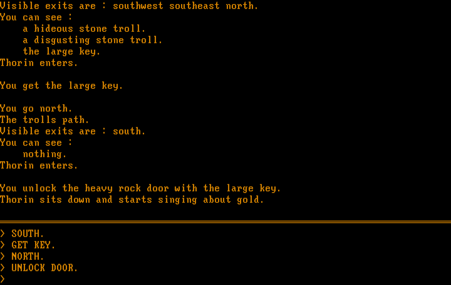Hobbit, The IBM PC/Compatibles Screenshot: Unlocking a heavy door...