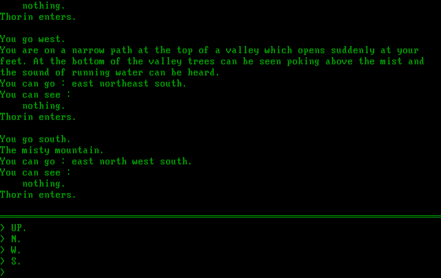 Hobbit, The IBM PC/Compatibles Screenshot: Entering the misty mountains...
