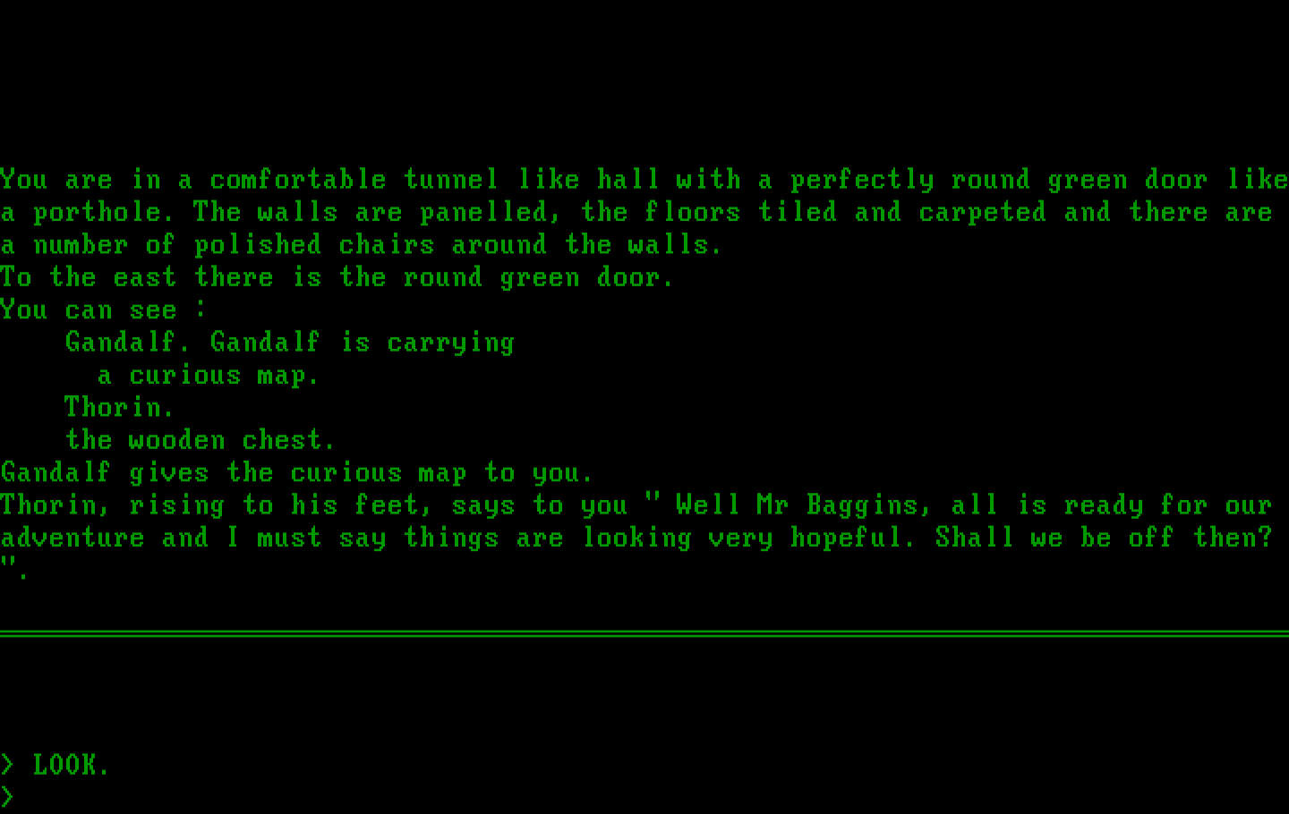 Hobbit, The IBM PC/Compatibles Screenshot: The game begins here!