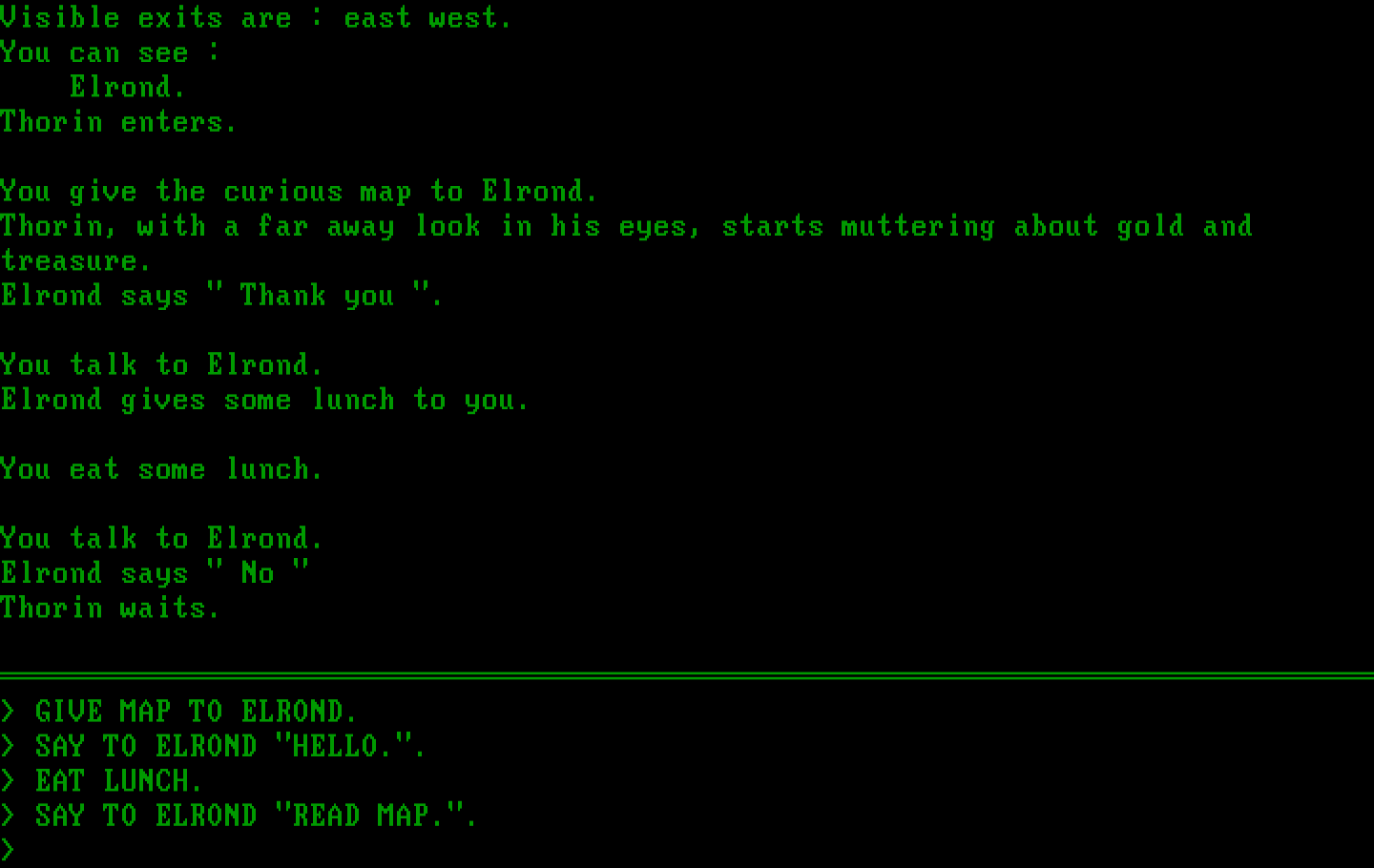 Hobbit, The IBM PC/Compatibles Screenshot: Talking to Elrond...