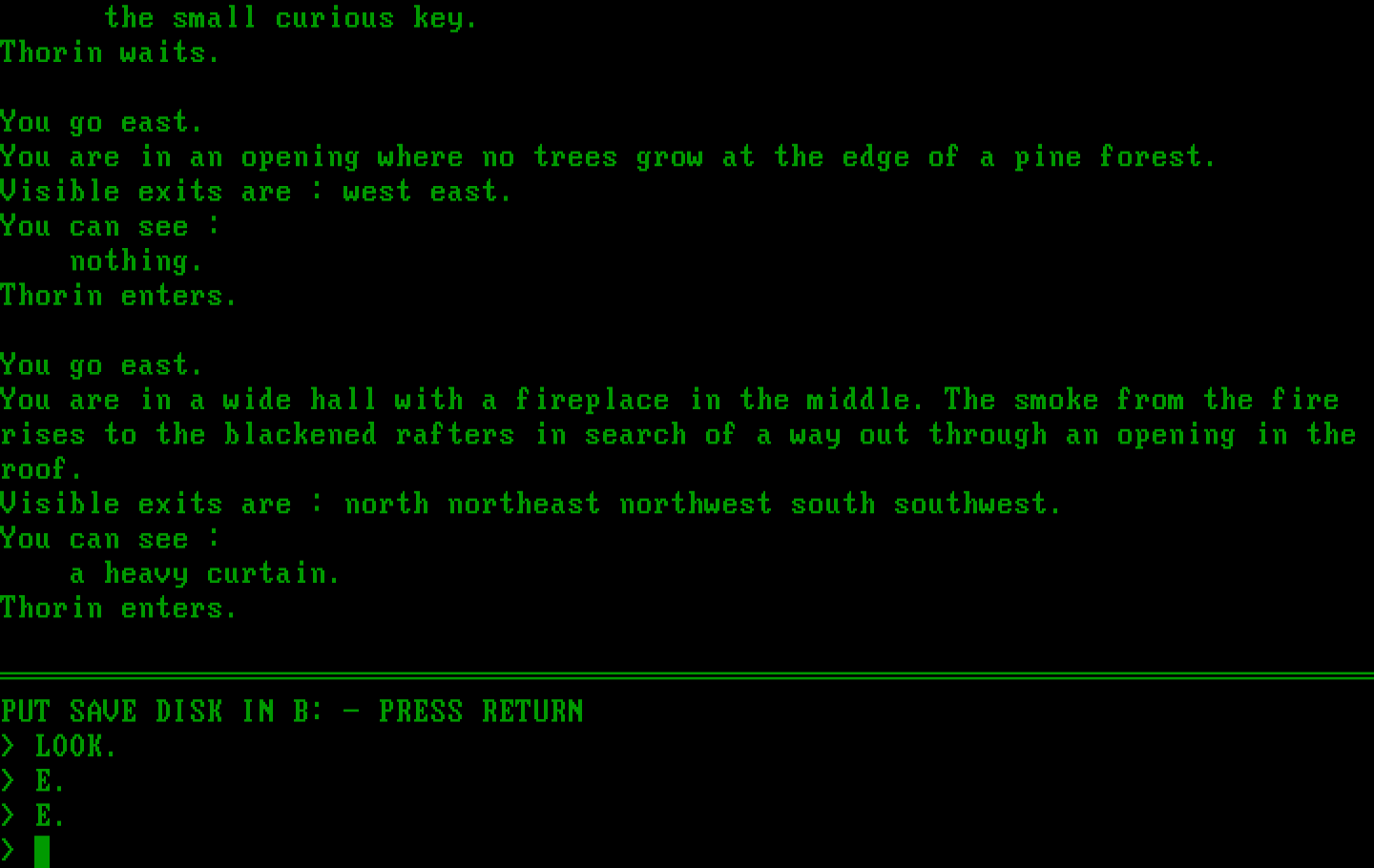 Hobbit, The IBM PC/Compatibles Screenshot: Remember, save early save often!