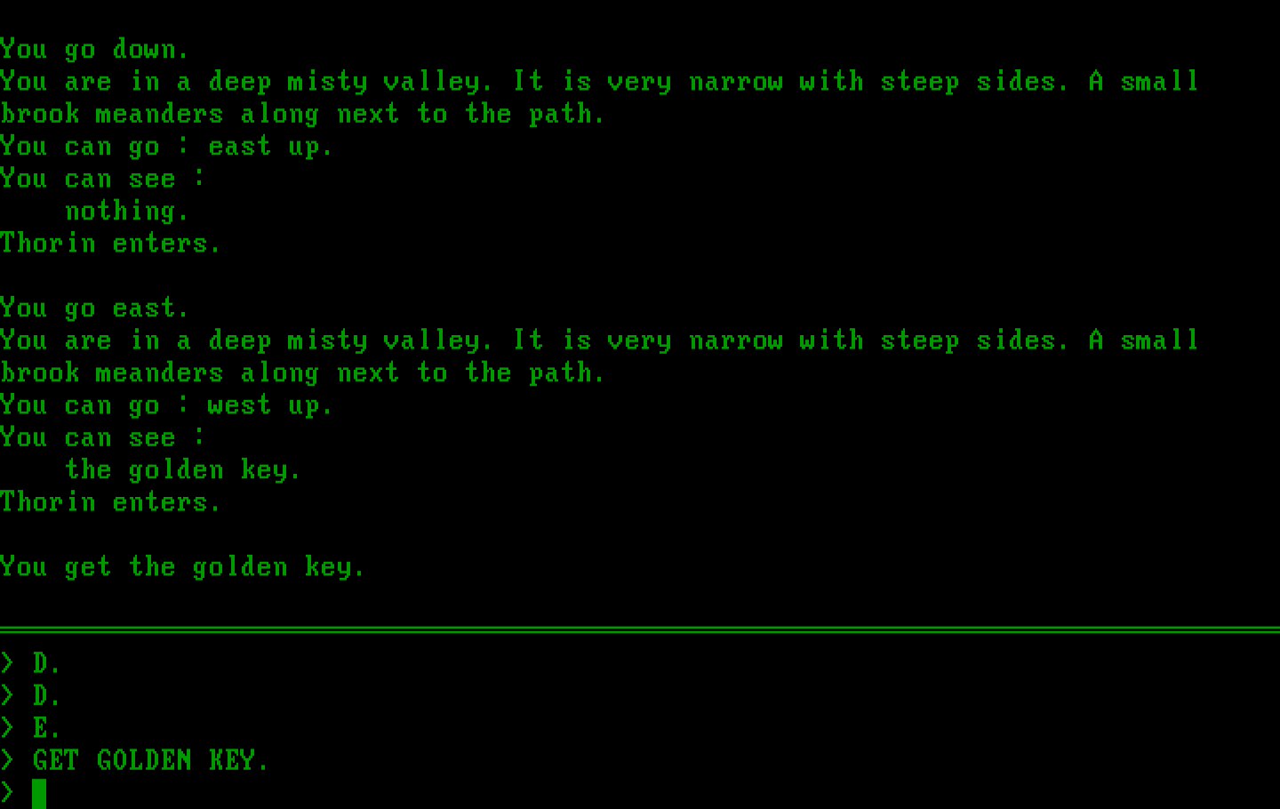 Hobbit, The IBM PC/Compatibles Screenshot: I have a golden key now!