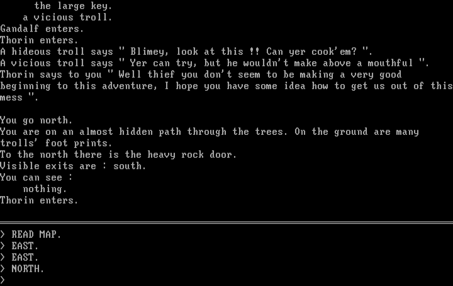 Hobbit, The IBM PC/Compatibles Screenshot: Reading an interesting map...and then onward!