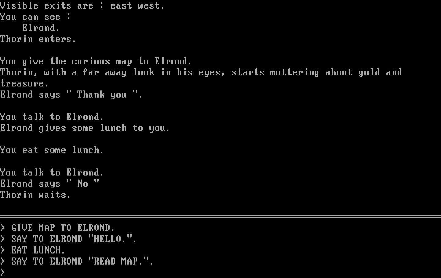 Hobbit, The IBM PC/Compatibles Screenshot: Talking to Elrond...