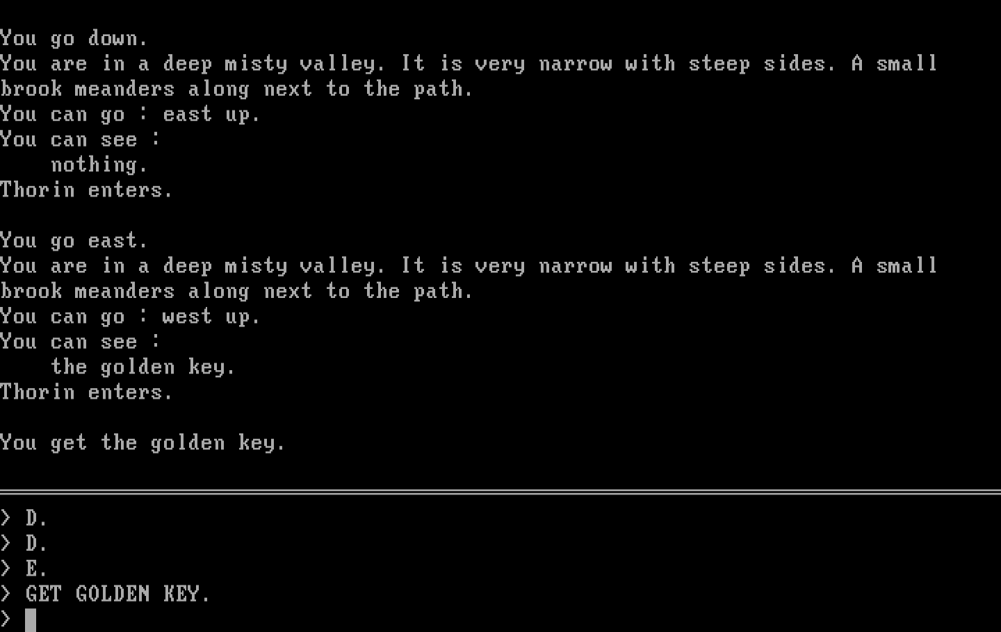 Hobbit, The IBM PC/Compatibles Screenshot: I have a golden key now!