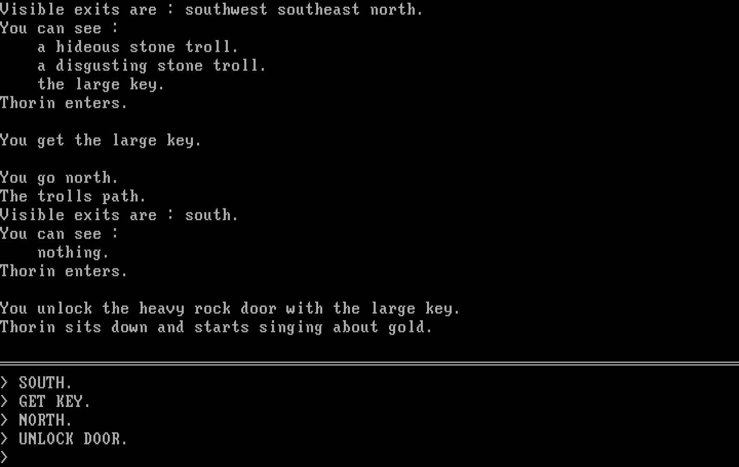Hobbit, The IBM PC/Compatibles Screenshot: Unlocking a heavy door...