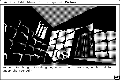 Hobbit, The Macintosh Screenshot: Trapped in a goblins dungeon!