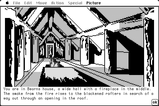 Hobbit, The Macintosh Screenshot: Entering a great hall!