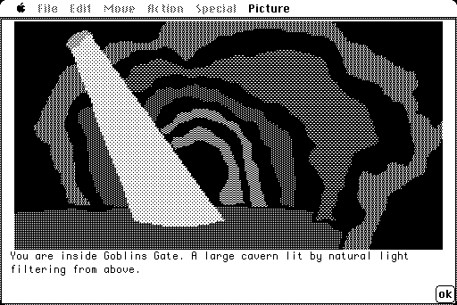 Hobbit, The Macintosh Screenshot: A cavern lit by natural light...