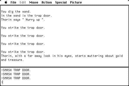 Hobbit, The Macintosh Screenshot: Maybe I can smash this trap door...