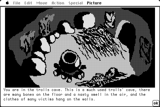Hobbit, The Macintosh Screenshot: In the trolls cave.
