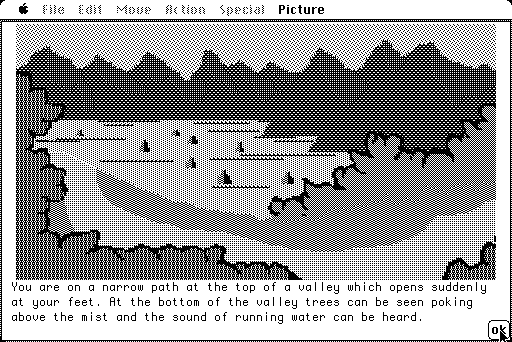 Hobbit, The Macintosh Screenshot: Another path, narrow this time...