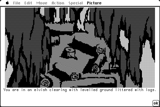 Hobbit, The Macintosh Screenshot: Another clearing...