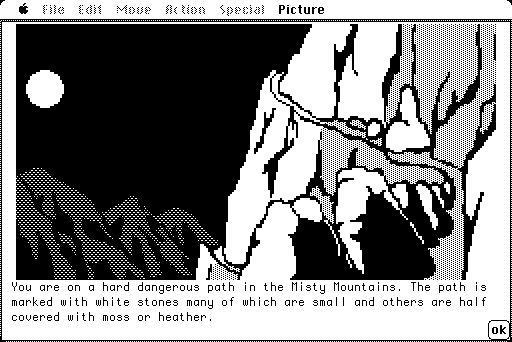 Hobbit, The Macintosh Screenshot: A dangerous path...
