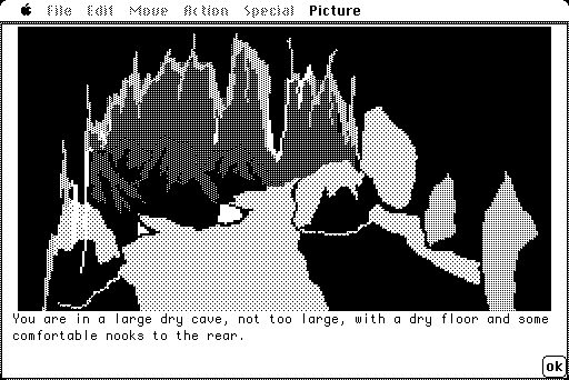 Hobbit, The Macintosh Screenshot: In a large cave...