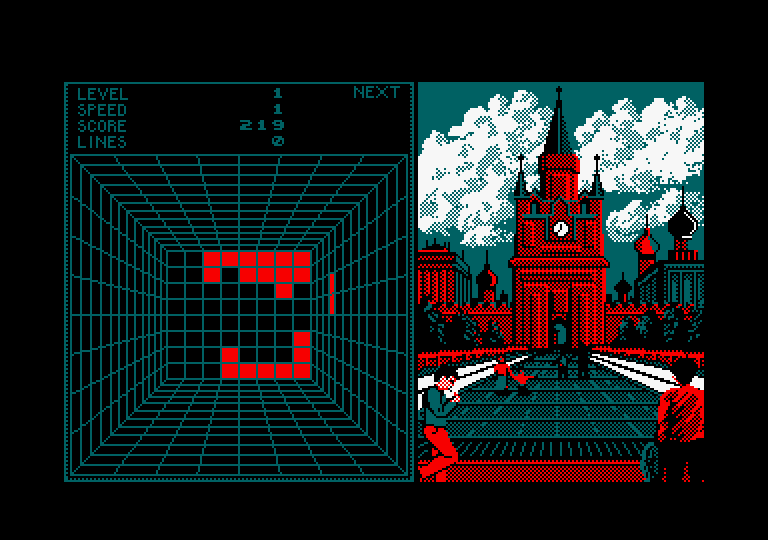 Welltris Amstrad CPC Screenshot: Game start.