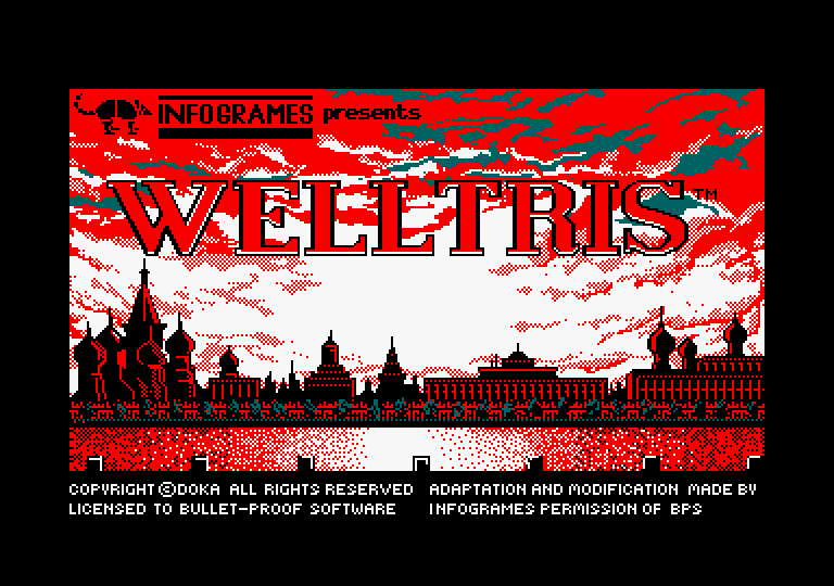 Welltris Amstrad CPC Screenshot: Title screen.