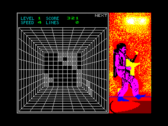 Welltris ZX Spectrum Screenshot: The game speeds up...