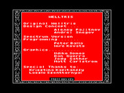 Welltris for ZX Spectrum - Credits screen.