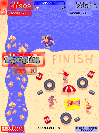 Toobin' Arcade Screenshot: The finish line!