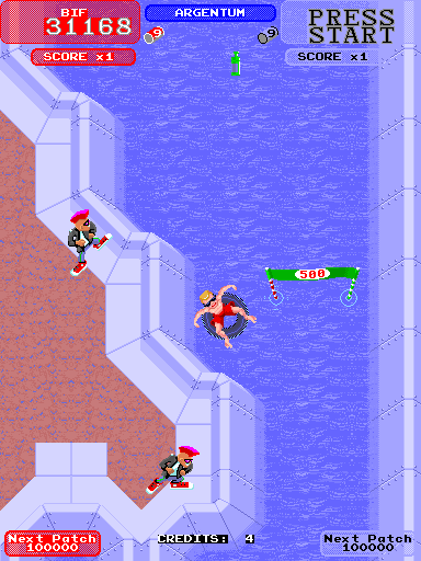 Toobin' Arcade Screenshot: These punks are throwing bottles at me!