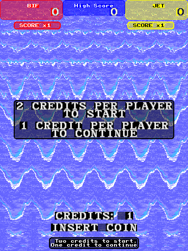 Toobin' Arcade Screenshot: Insert coins to start...
