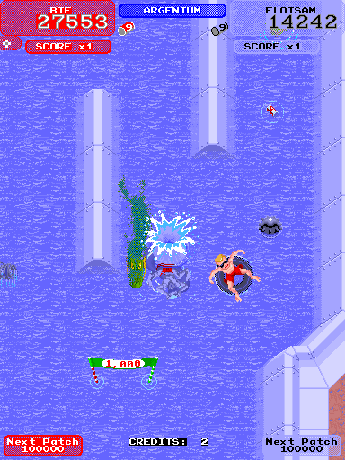 Toobin' Arcade Screenshot: My opponent has been sunk!