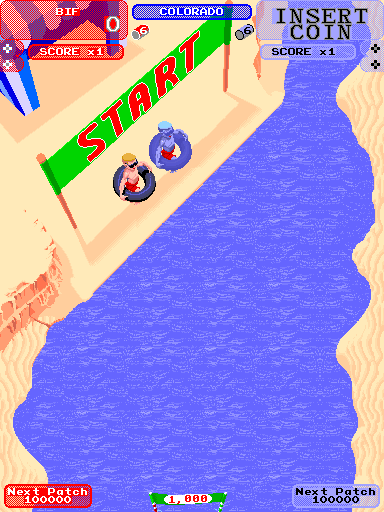 Toobin' Arcade Screenshot: The starting location.