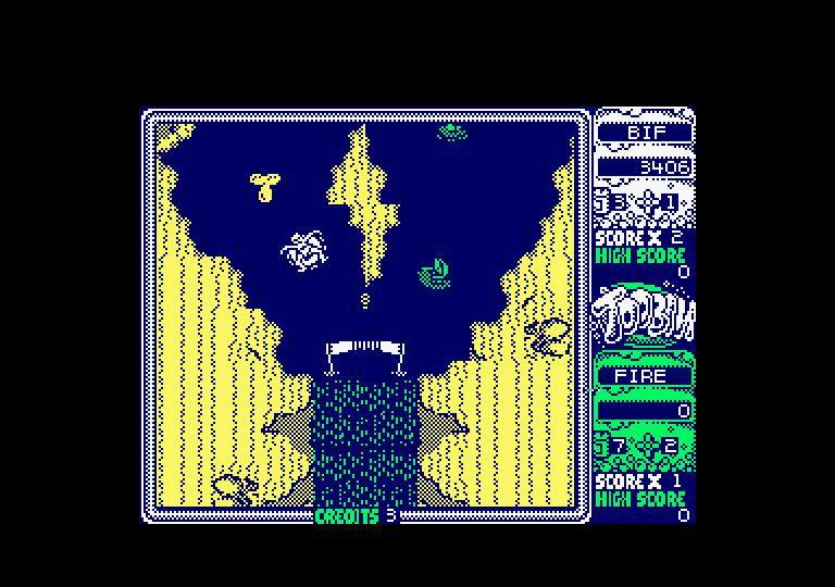 Toobin' Amstrad CPC Screenshot: It's a waterfall!